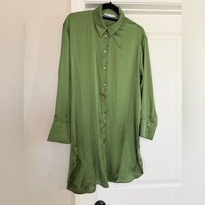 Zara Olive Green Collared Shirt dress